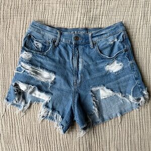 American Eagle Outfitters Women's Ripped Blue Jean Shorts